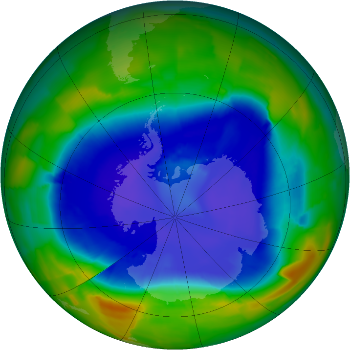 Antarctic ozone map for 09 September 2011